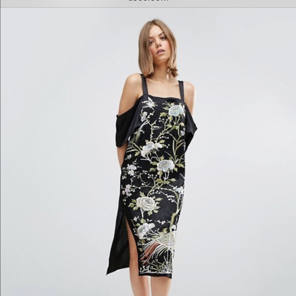 ASOS Japanese Embroidered Mid Dress